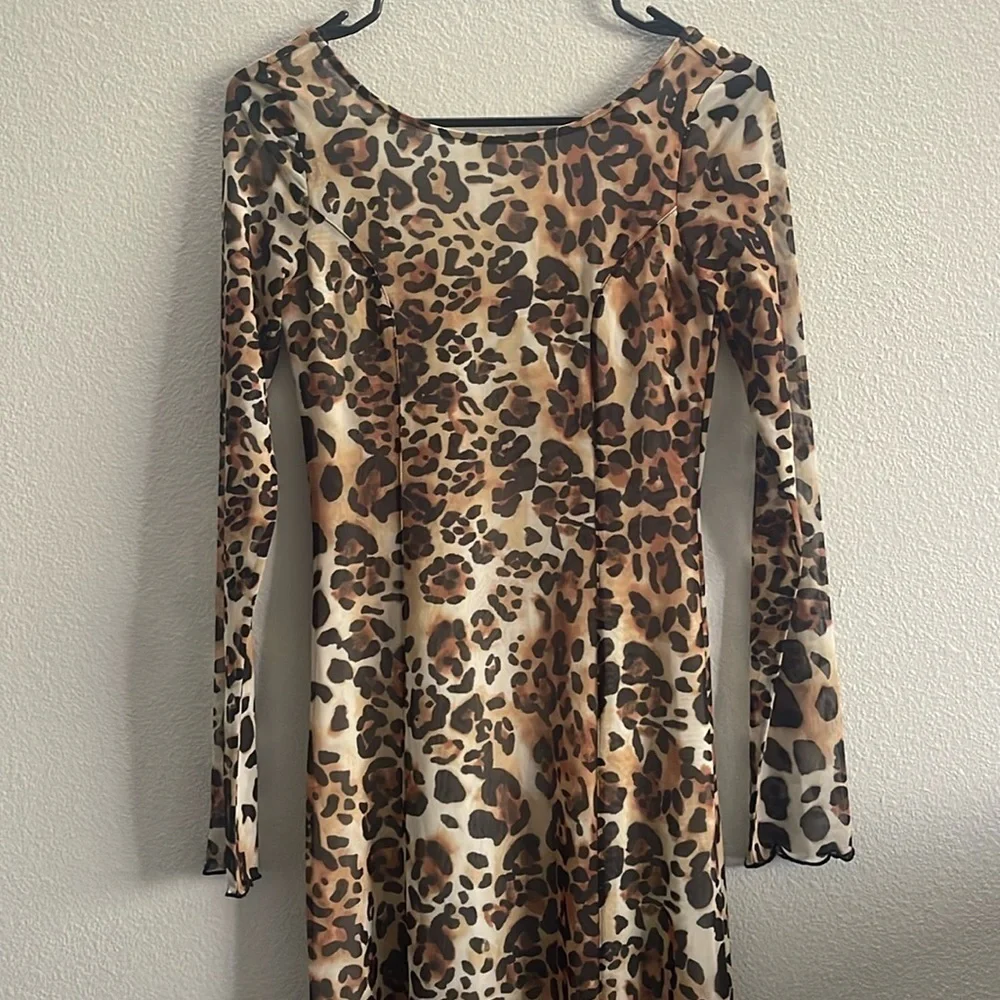 NWT Stockholm Atelier X Other Stories Leopard Bodycon Long Sleeve Dress Size 2 - Picture 2 of 10